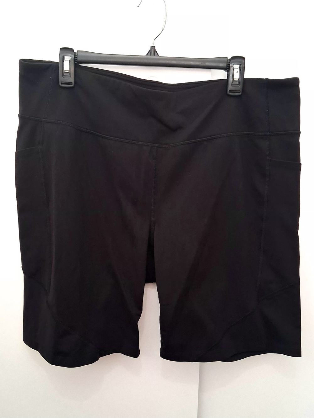 TEK GEAR Shapewear Black High-Waist Bike Sport Shorts Size 2X Side Pockets
